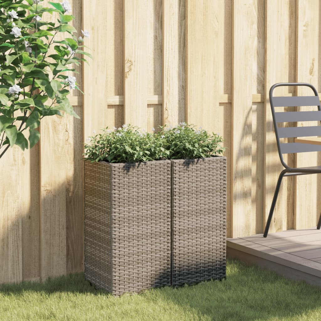 Vidaxl Planters 2 st 30x30x60 cm Poly Rattan Gray