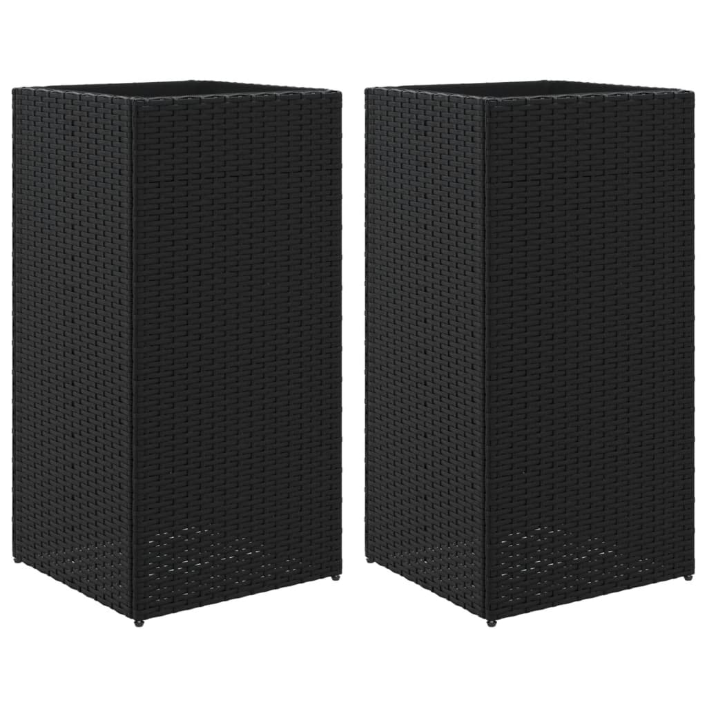 Vidaxl Planters 2 st 40x40x80 cm Poly Rattan Black