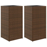 Vidaxl Planters 2 st 40x40x80 cm Poly Rattan Brown