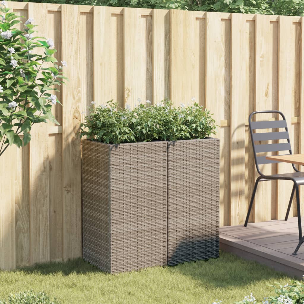 Plantadores Vidaxl 2 ST 40X40X80 CM Poly Rattan Gray