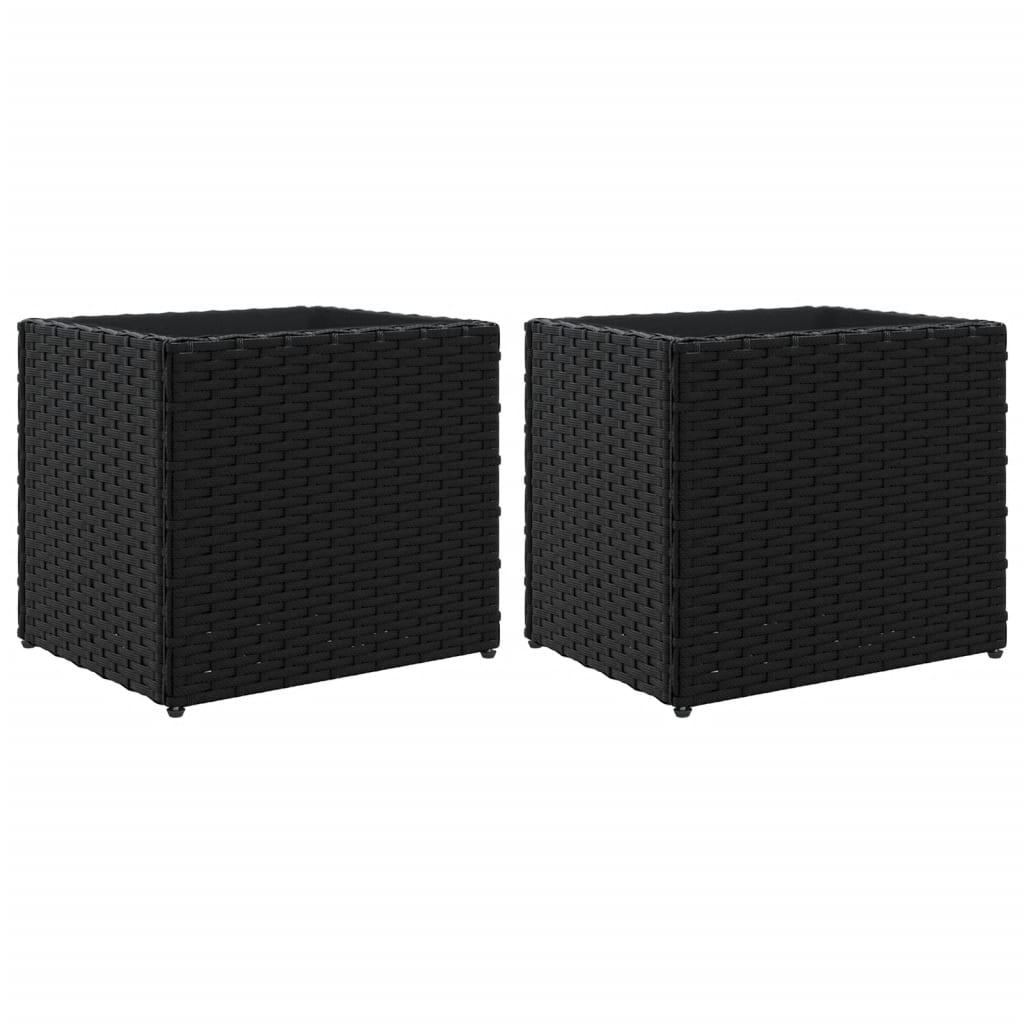 Vidaxl Planters 2 ST 36X30X32 CM Poly Rattan Black