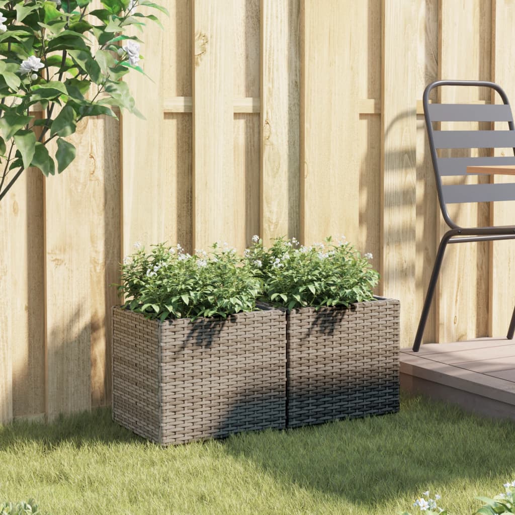 Vidaxl Planters 2 ST 36X30X32 CM Poly Rattan Grey