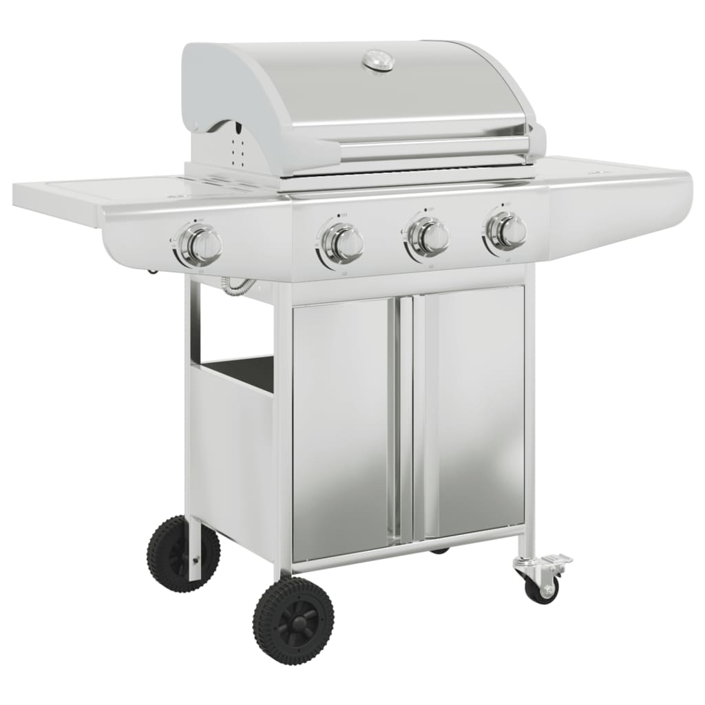 Vidaxl gas barbecue with 4 burners stainless steel silver colored