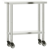 Table de cuisine Vidaxl avec roues 82.5x30x85 cm en acier inoxydable