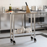 Vidaxl Kitchenwork table with wheels 82.5x30x85 cm Stainless steel