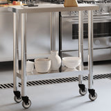 Vidaxl Kitchenwork table with wheels 82.5x30x85 cm Stainless steel