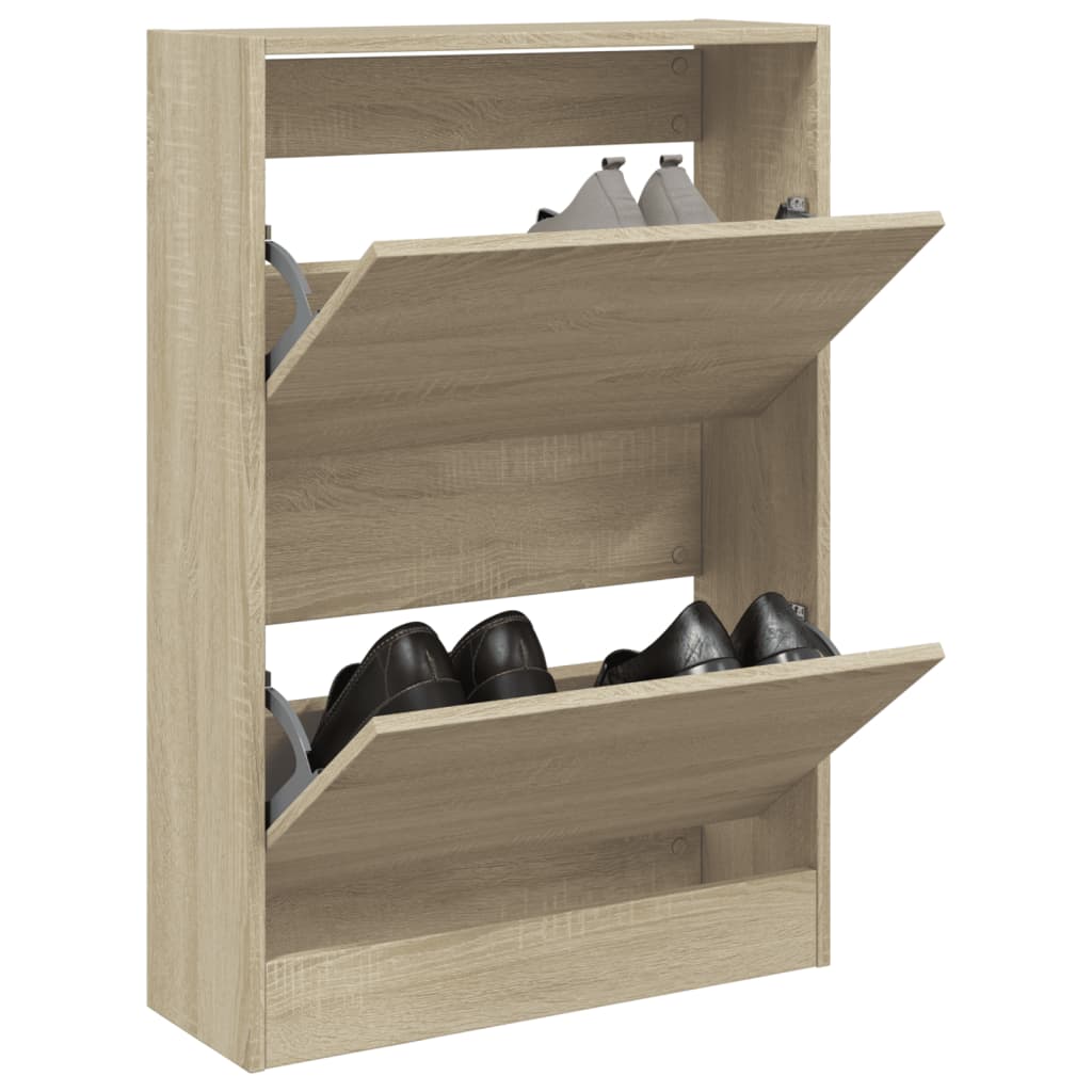 Vidaxl Schuhschrank 60x21x87,5 cm verarbeitetes Holz Sonoma Eiche gefärbt