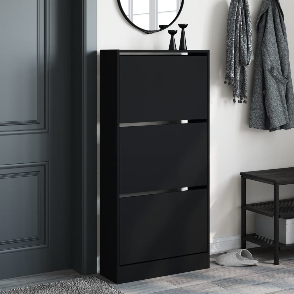 Vidaxl Shoe Cabinet 60x21x125,5 cm Property Wood Black