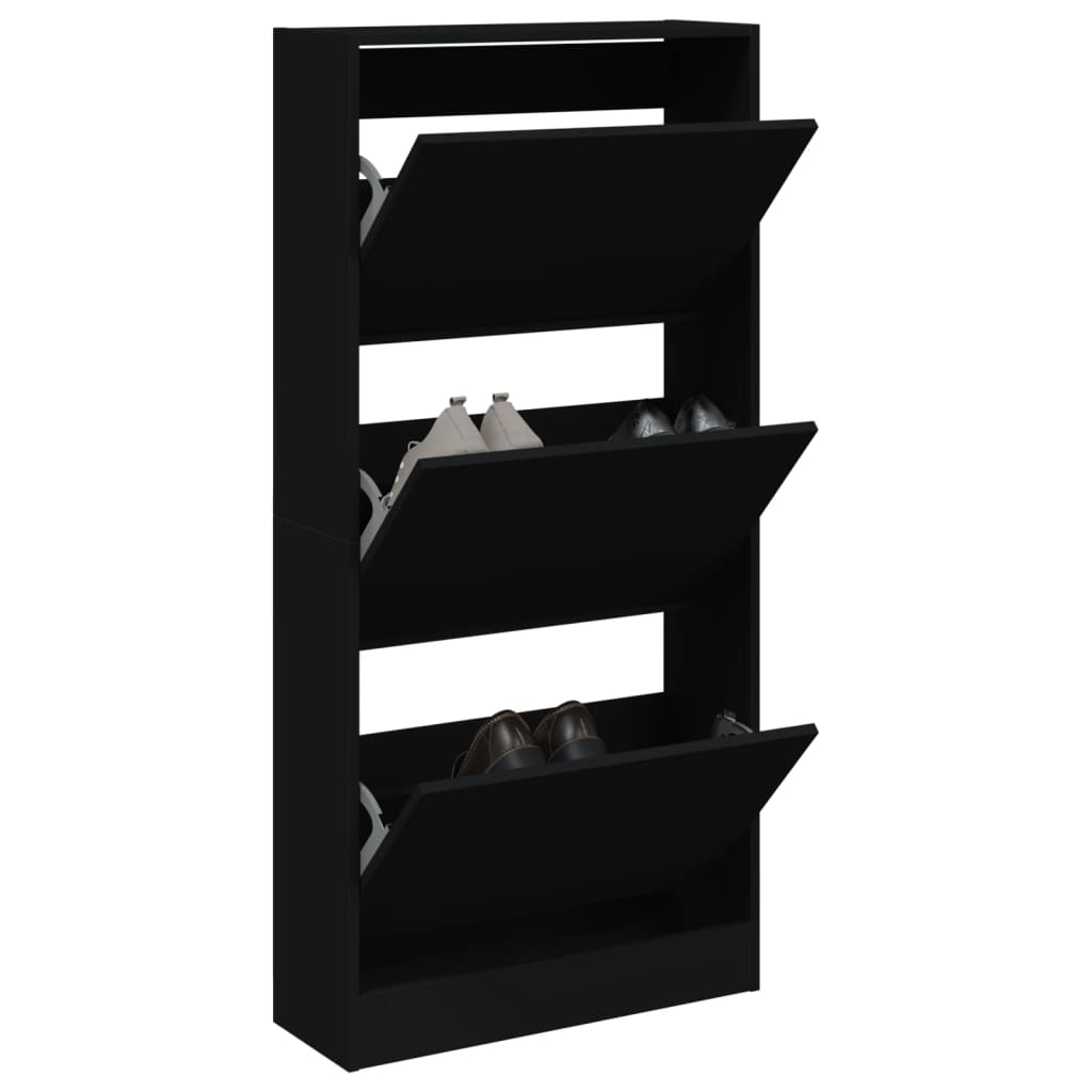 VidaXL Shoe cabinet 60x21x125.5 cm Properted Wood Black