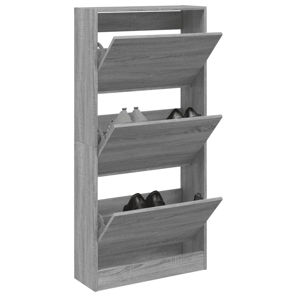 Gabinete de zapatos Vidaxl 60x21x125.5 cm de madera producida Grey Oak