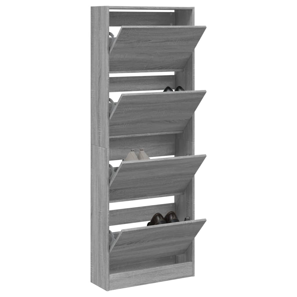 Vidaxl Cabinet da scarpe 60x21x163.5 cm Oak Sonoma in legno Grey