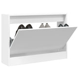 Gabinete de zapatos Vidaxl 80x21x57 CM Madera propiedad de blanco