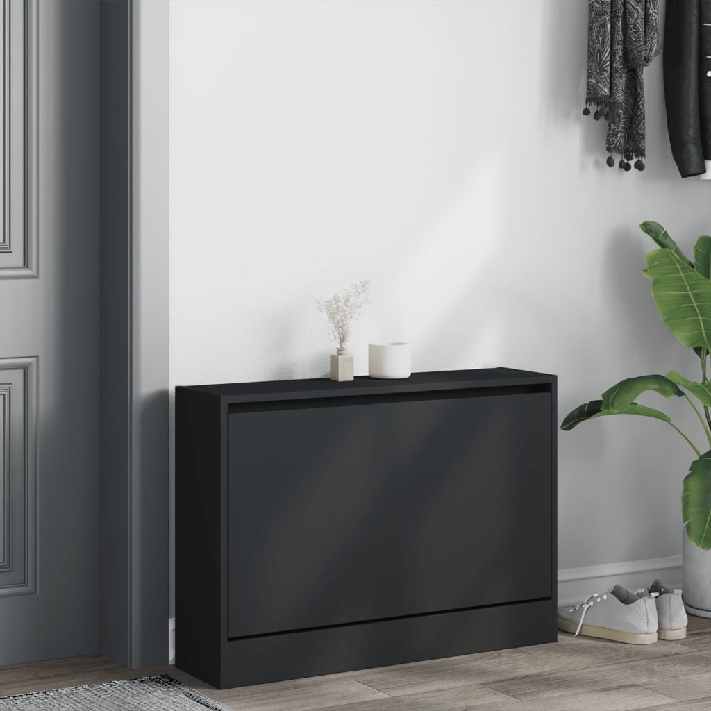 VidaXL Shoe cabinet 80x21x57 cm Properted Wood Black