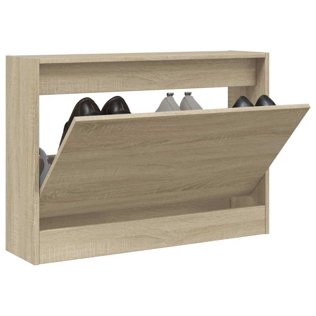 Vidaxl schoenenkast 80x21x57 cm bewerkt hout sonoma eikenkleurig