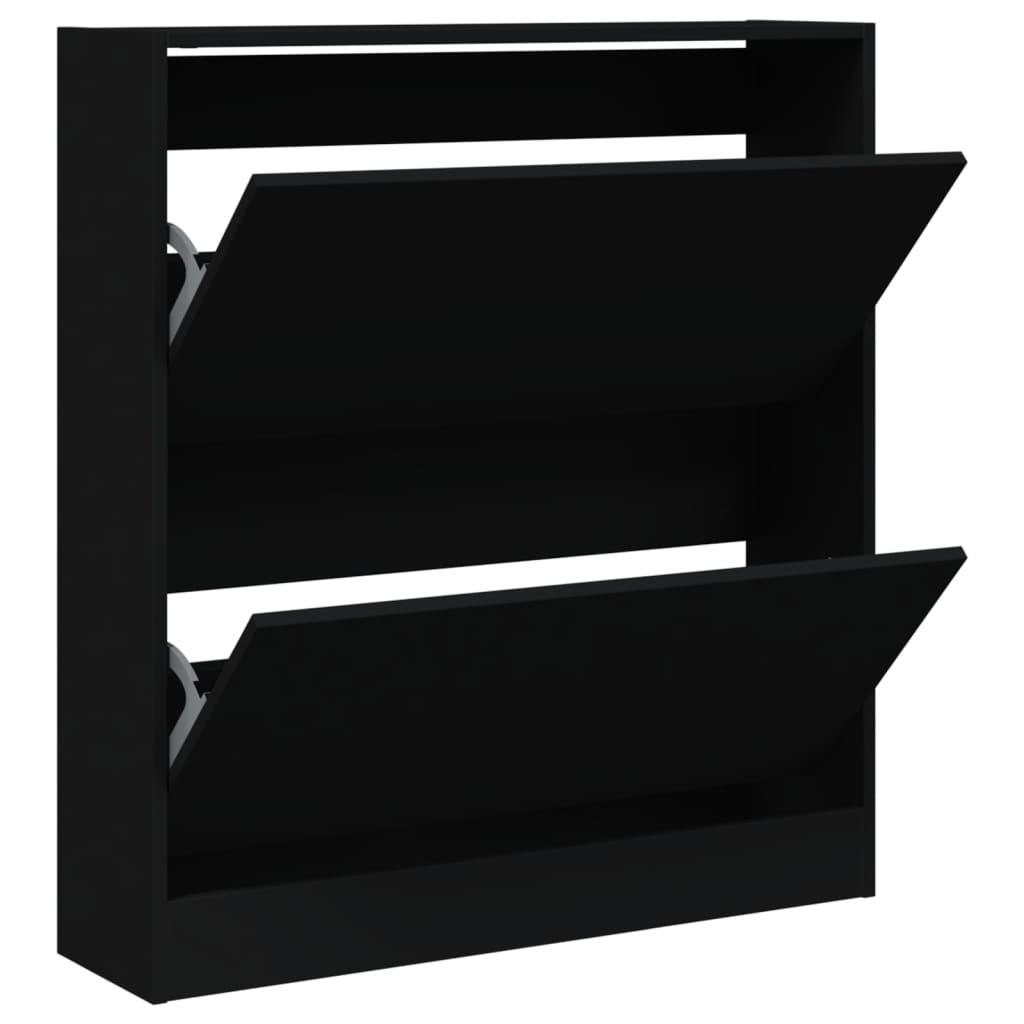 Gabinete de zapatos Vidaxl 80x21x87.5 cm de madera propiedad de negro