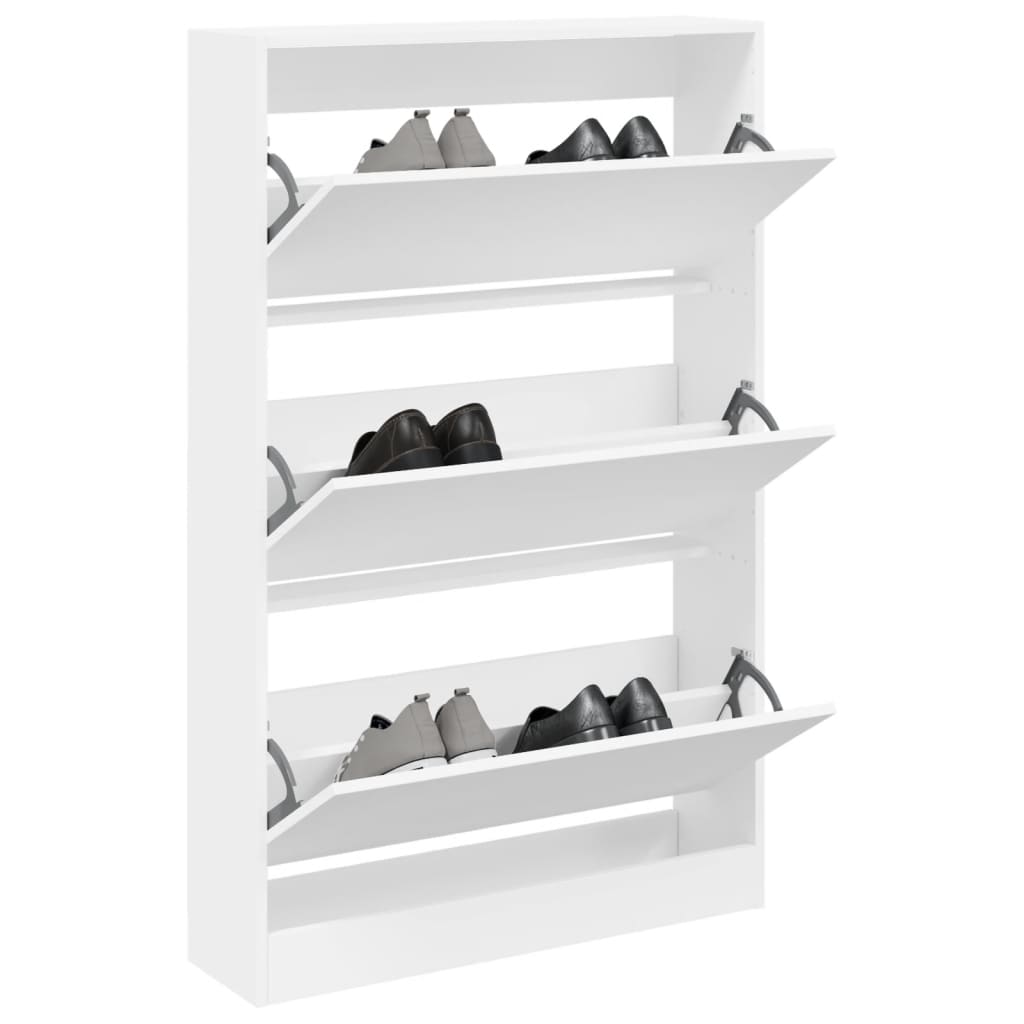 Vidaxl Shoe Cabinet 80x21x125,5 cm Forarbejdet træhvide