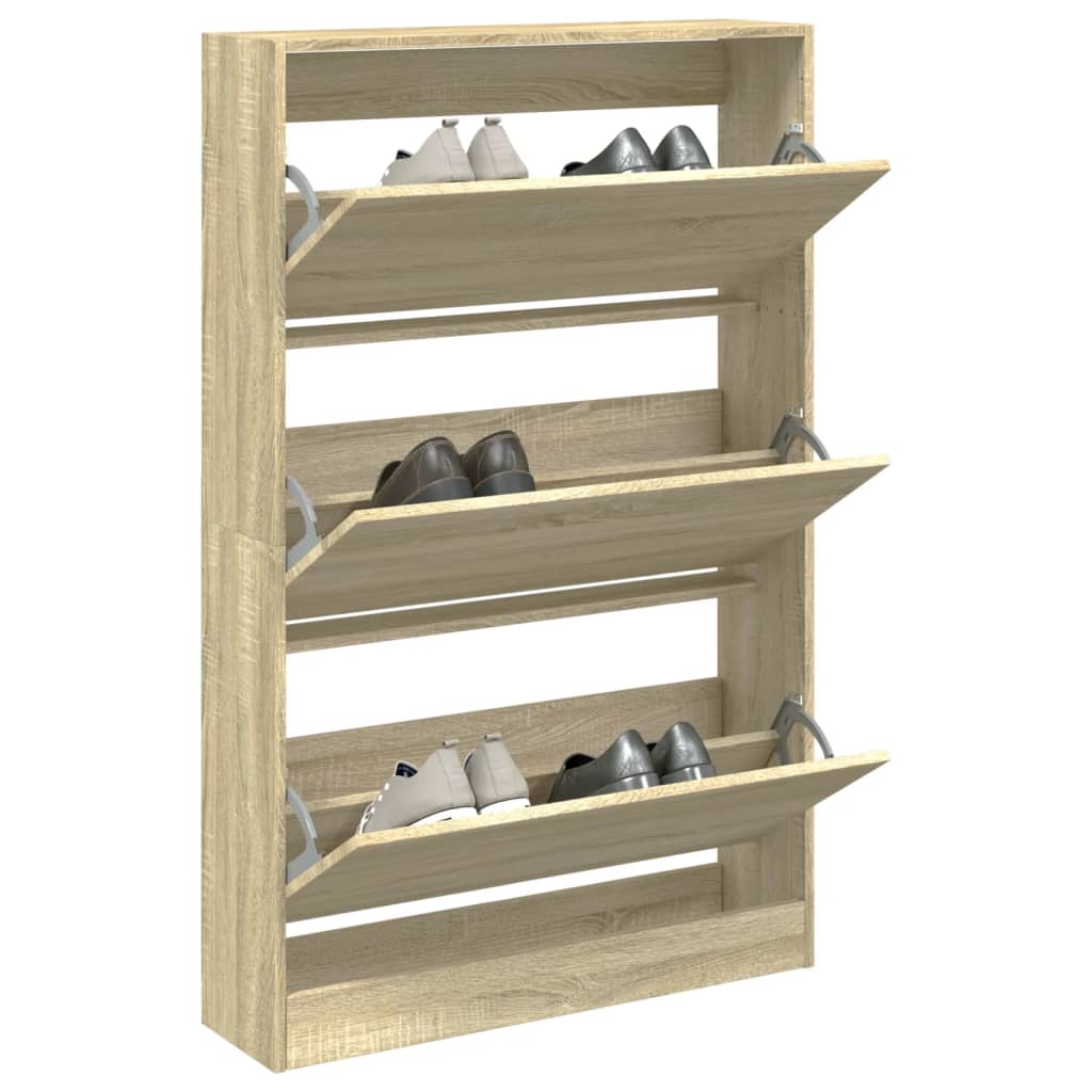 VIDAXL -Schuhschrank 80x21x125,5 cm propertiertes Holz Sonoma Eich