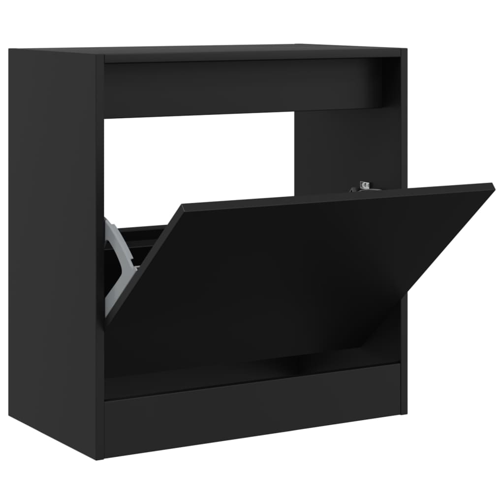 Gabinete de zapatos Vidaxl 60x34x63.5 cm de madera propiedad de negro