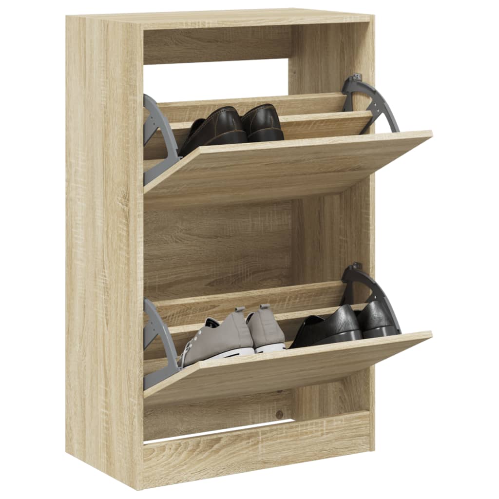 Gabinete de zapatos Vidaxl 60x34x96.5 cm de madera propiedad de Oak de Oak