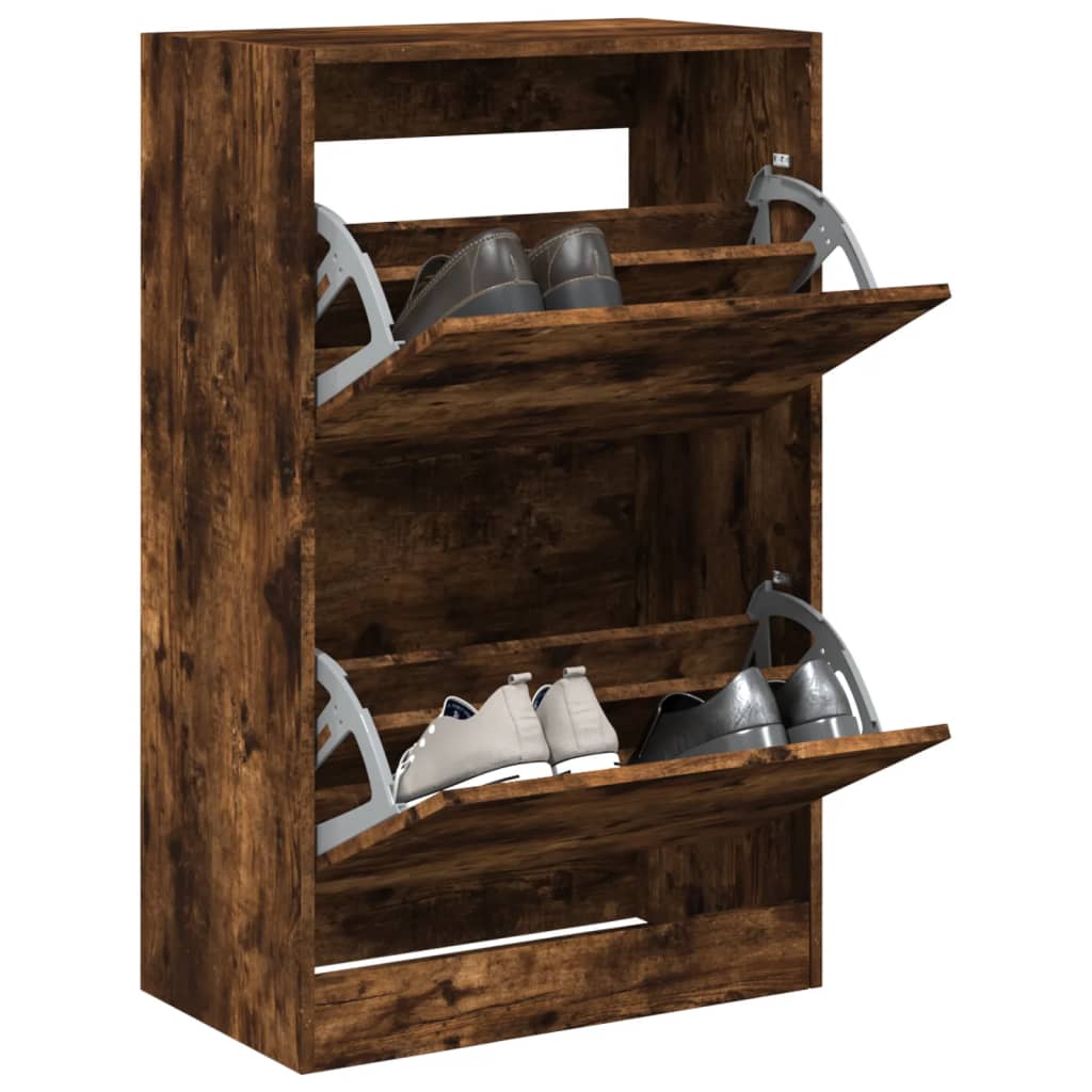 VidaXL shoe cabinet 60x34x96.5 cm Properted Wood Smoked Oak colored