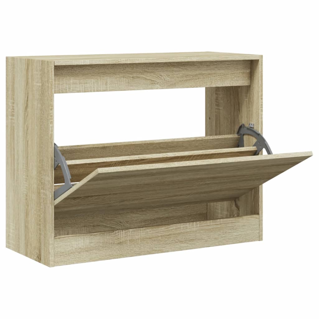 Vidaxl schoenenkast 80x34x63 cm bewerkt hout sonoma eikenkleurig