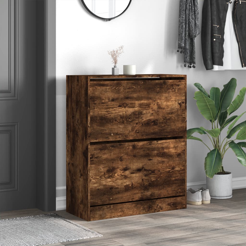 VidaXL shoe cabinet 80x34x96.5 cm processed wood smoked oak colored