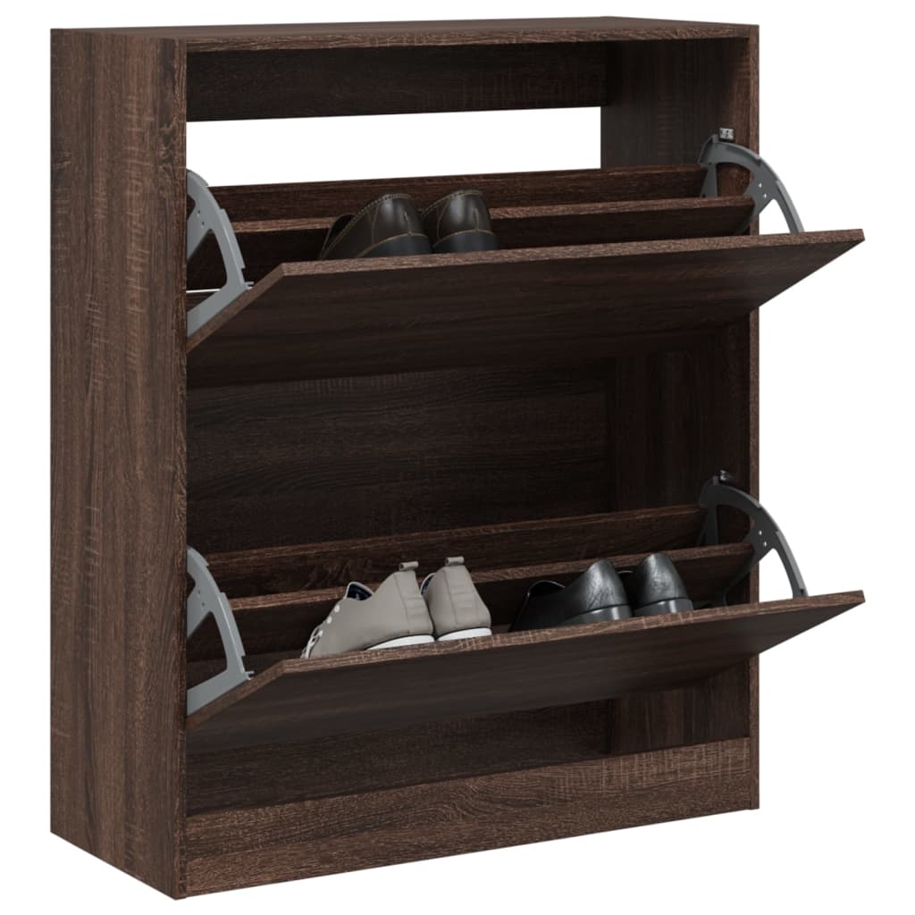 Vidaxl Shoe Cabinet 80x34x96,5 cm Property Wood Brown Oak Color