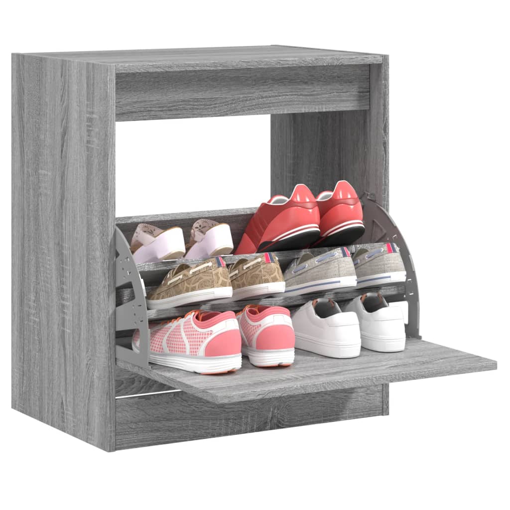 Gabinete de zapatos Vidaxl 60x42x69 cm de madera producida gris soma roble coloreed