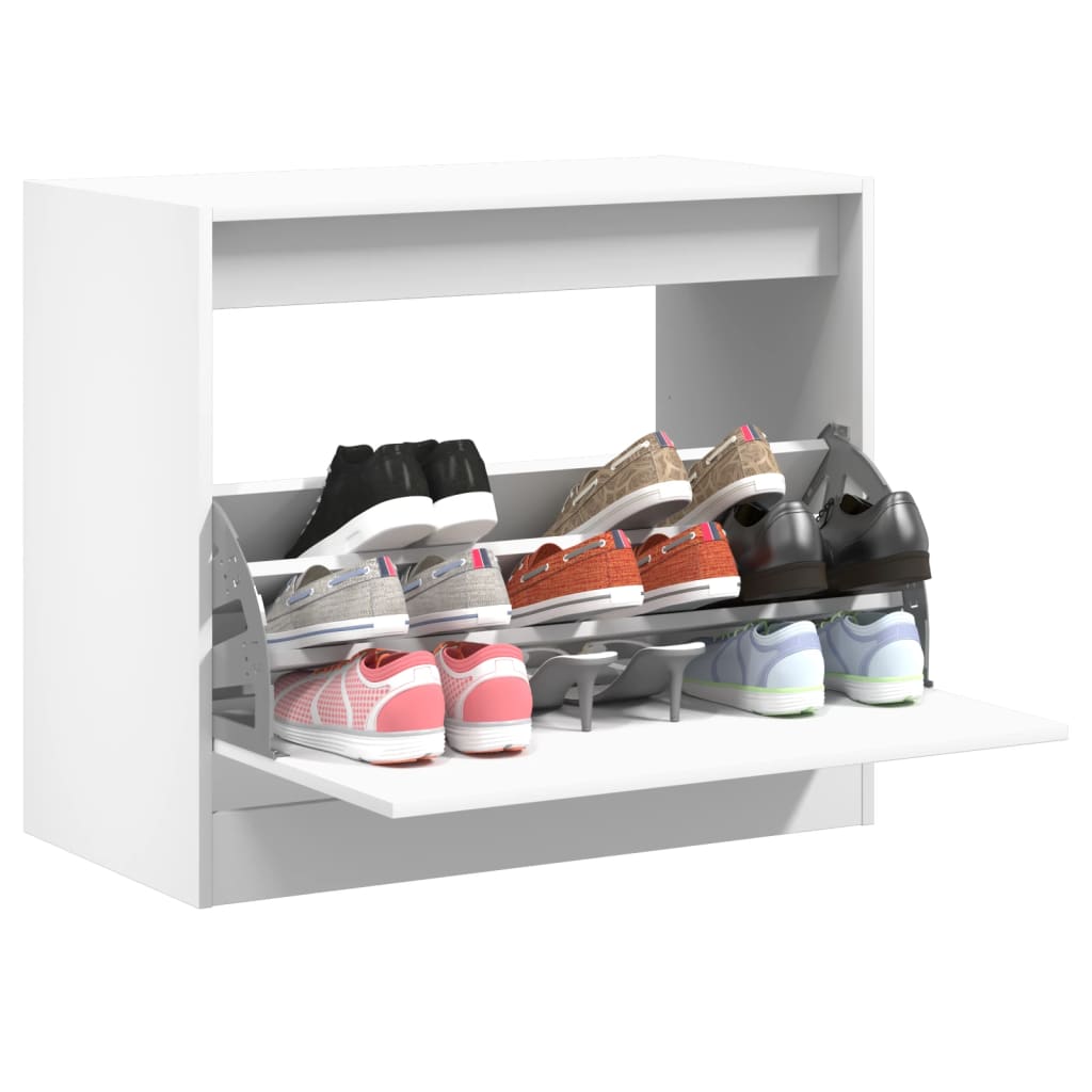 Vidaxl Shoe Cabinet 80x42x69 cm forarbejdet træhvide