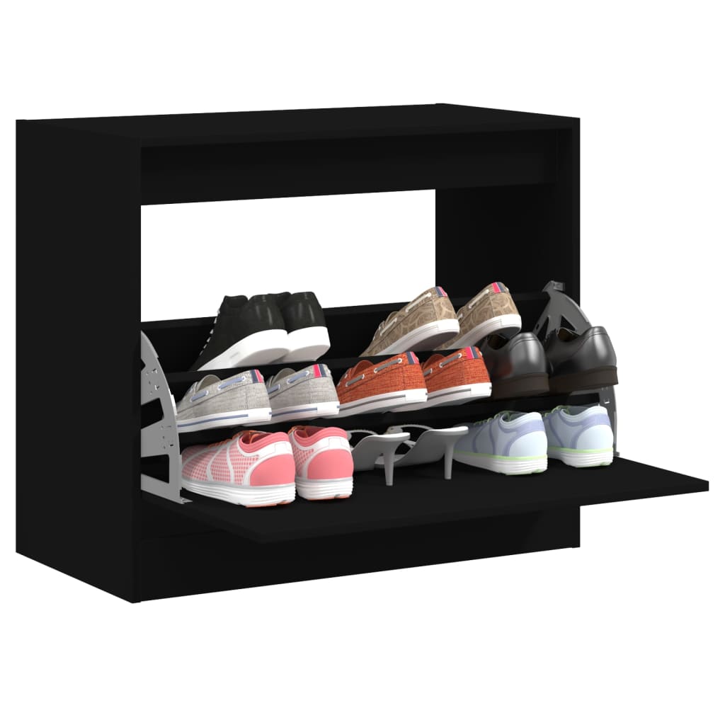 VidaXL Shoe cabinet 80x42x69 cm Properted Wood Black