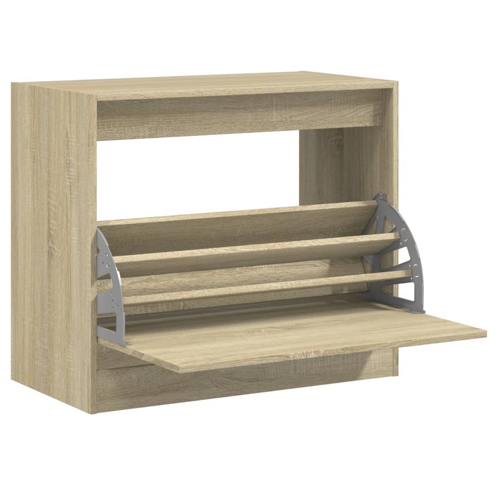 Vidaxl schoenenkast 80x42x69 cm bewerkt hout sonoma eikenkleurig