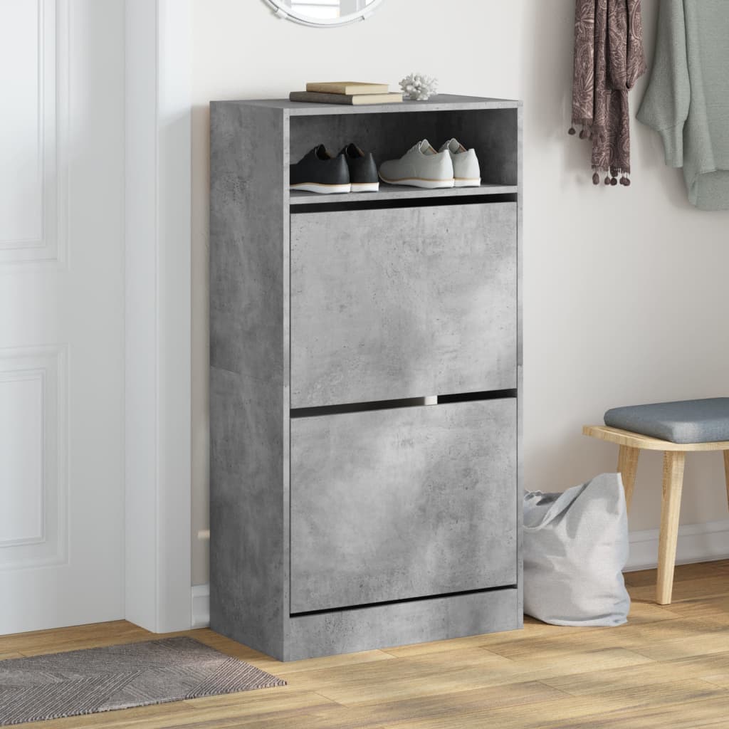 Vidaxl Shoe Cabinet 60x34x116 cm Forarbejdet træ Betongrijs