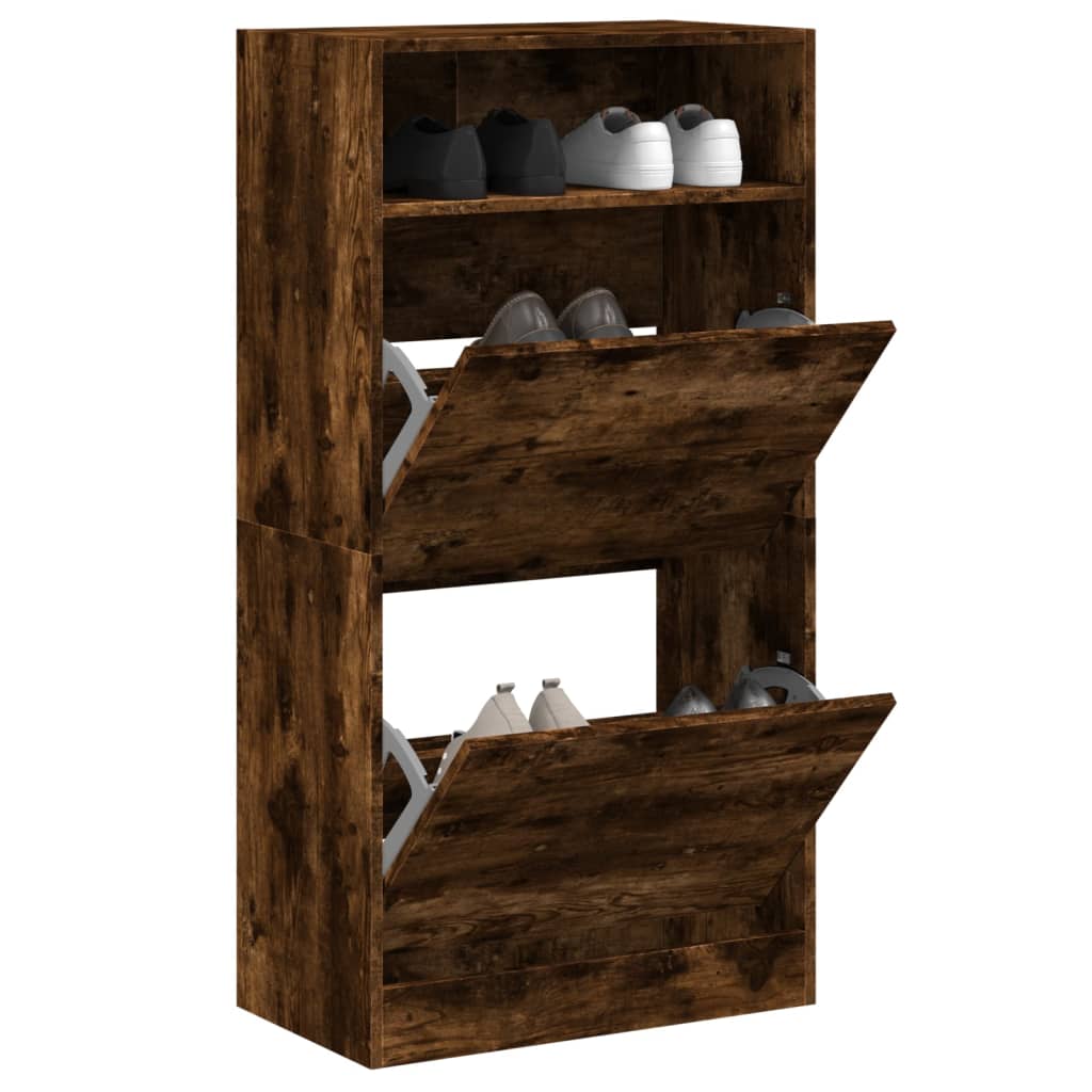 Vidaxl Shoe Cabinet 60x34x116 cm Property Wood Smoked Oak Farvet