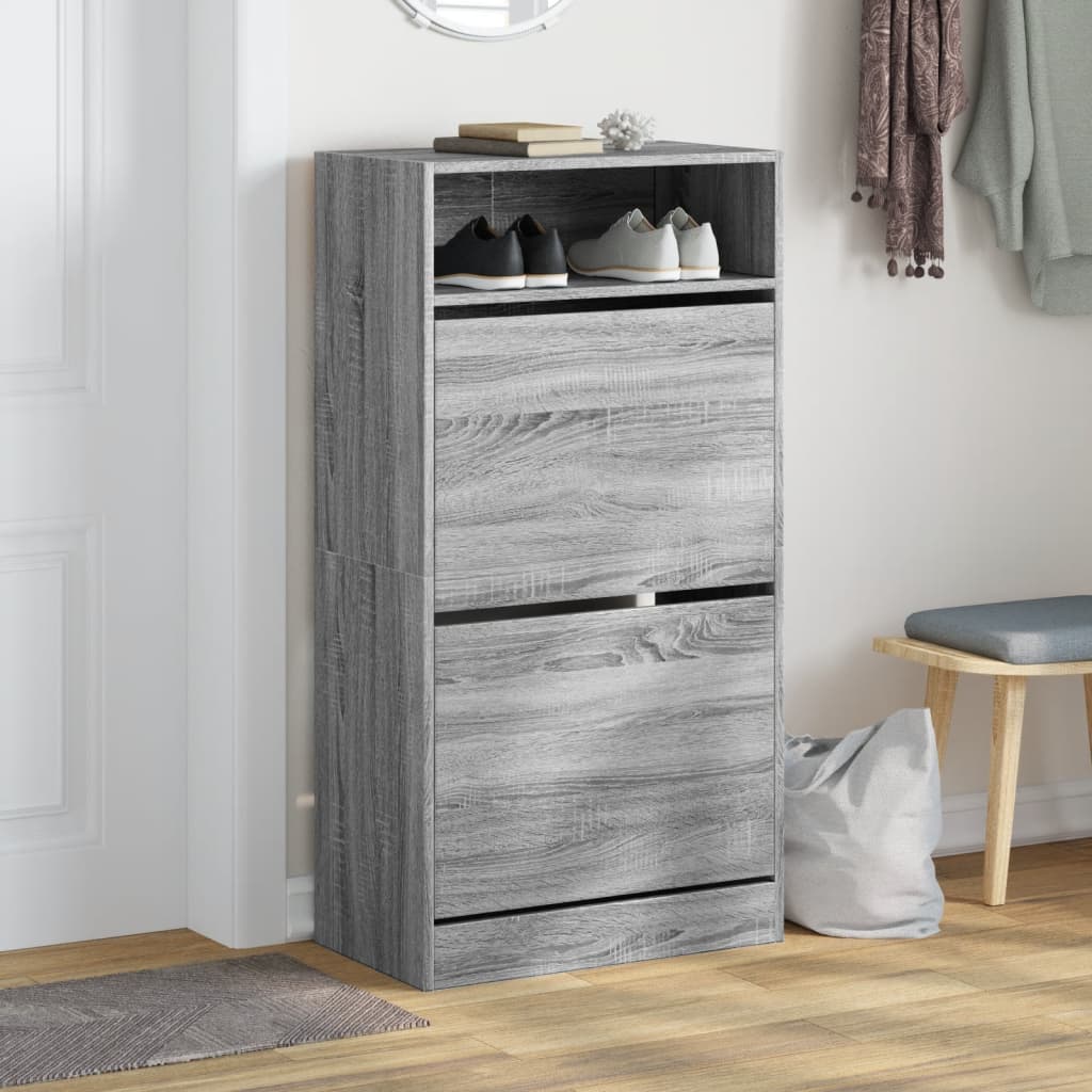 Vidaxl Schong Cabinet 60x34x116 cm geschnidden Holz Greyoma Oakfaarf