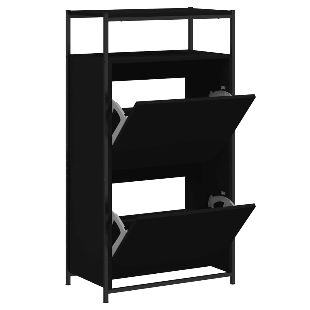 VidaXL Shoe cabinet 60x34x112 cm Properted Wood Black