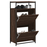 Vidaxl Shoe Cabinet 60x34x112 cm skåret træbrun eg farve