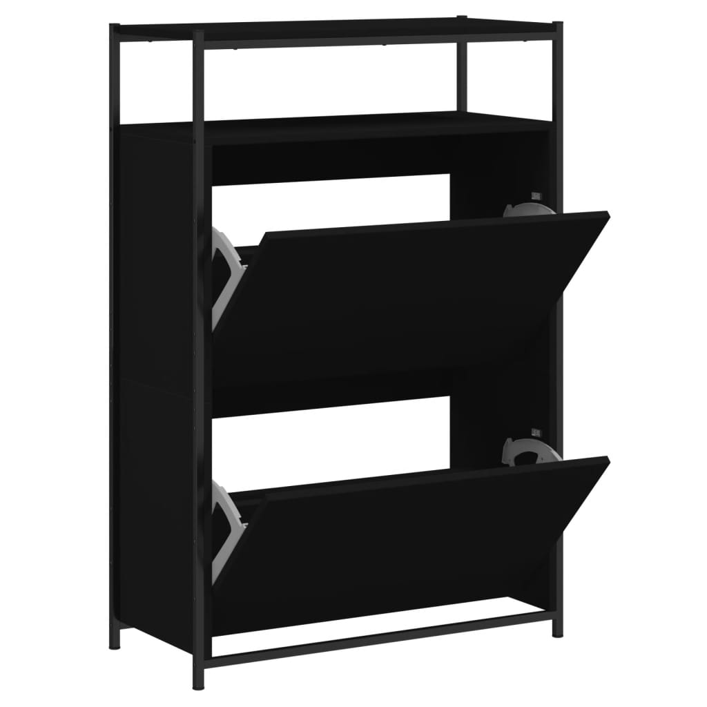 Vidaxl Shoe Cabinet 75x34x112 cm Property Wood Black