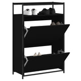 Gabinete de zapatos Vidaxl 75x34x112 cm de madera propiedad de negro