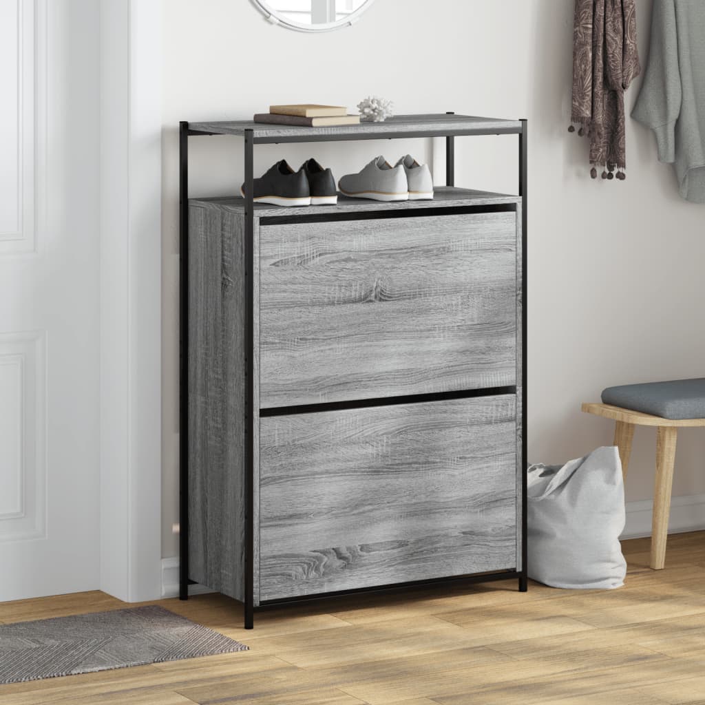 Vidaxl skoskap 75x34x112 cm kutt tre grå sonoma eikfarge