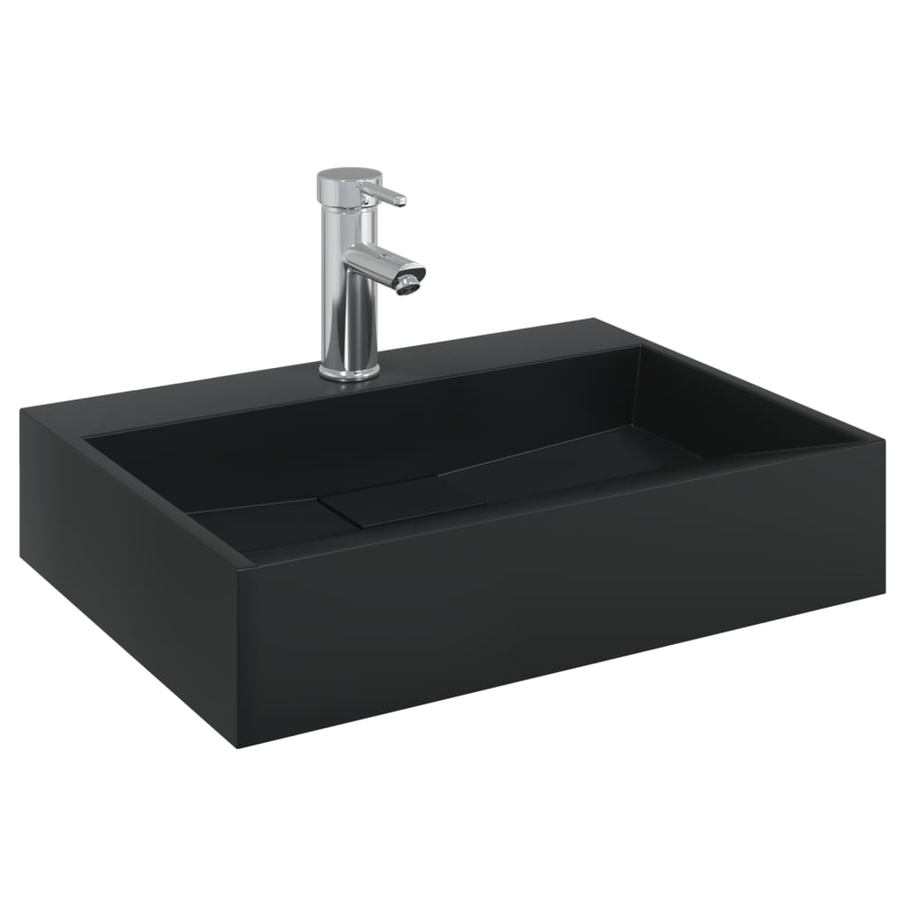 Vidaxl Washbasin 50x38x11 cm støbt mineral marmor mat sort