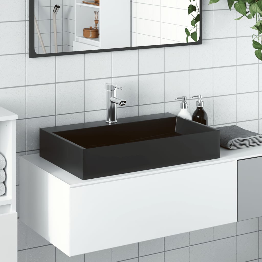 Vidaxl Washbasin 60x38x11 cm en marbre minéral moulé noir