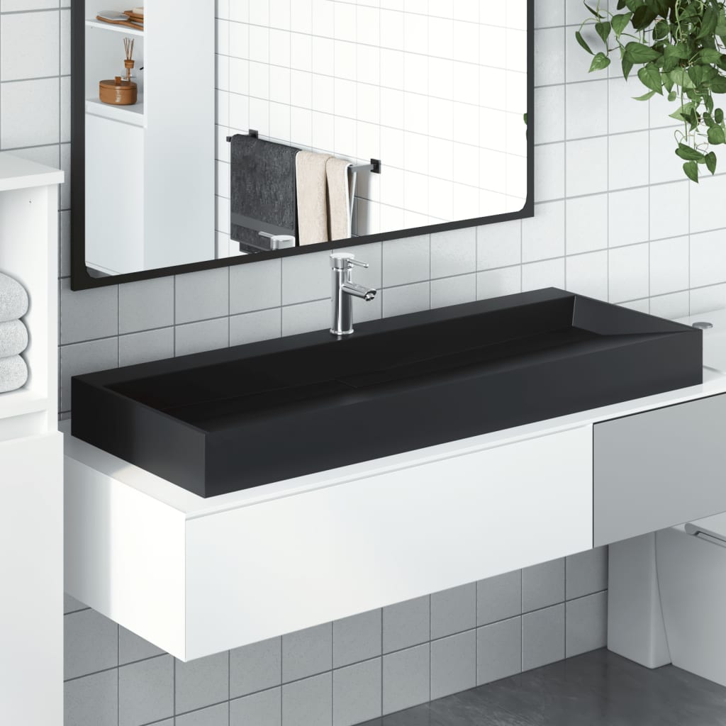 Vidaxl Washbasin 120x46x11 cm Minerale marmo minerale nero