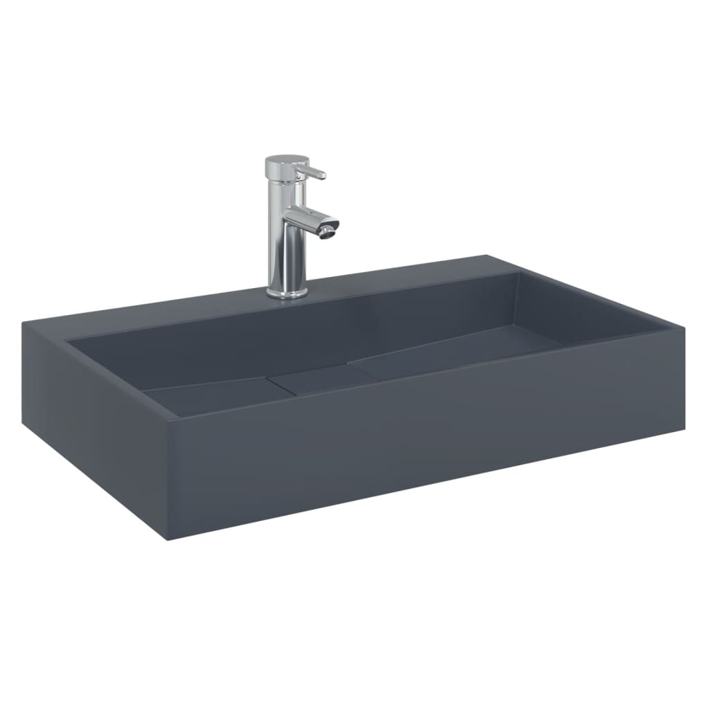 BIDAXL WASHBASIN 60x38x11 cm Mineral Cast Marble Cast Anthracite