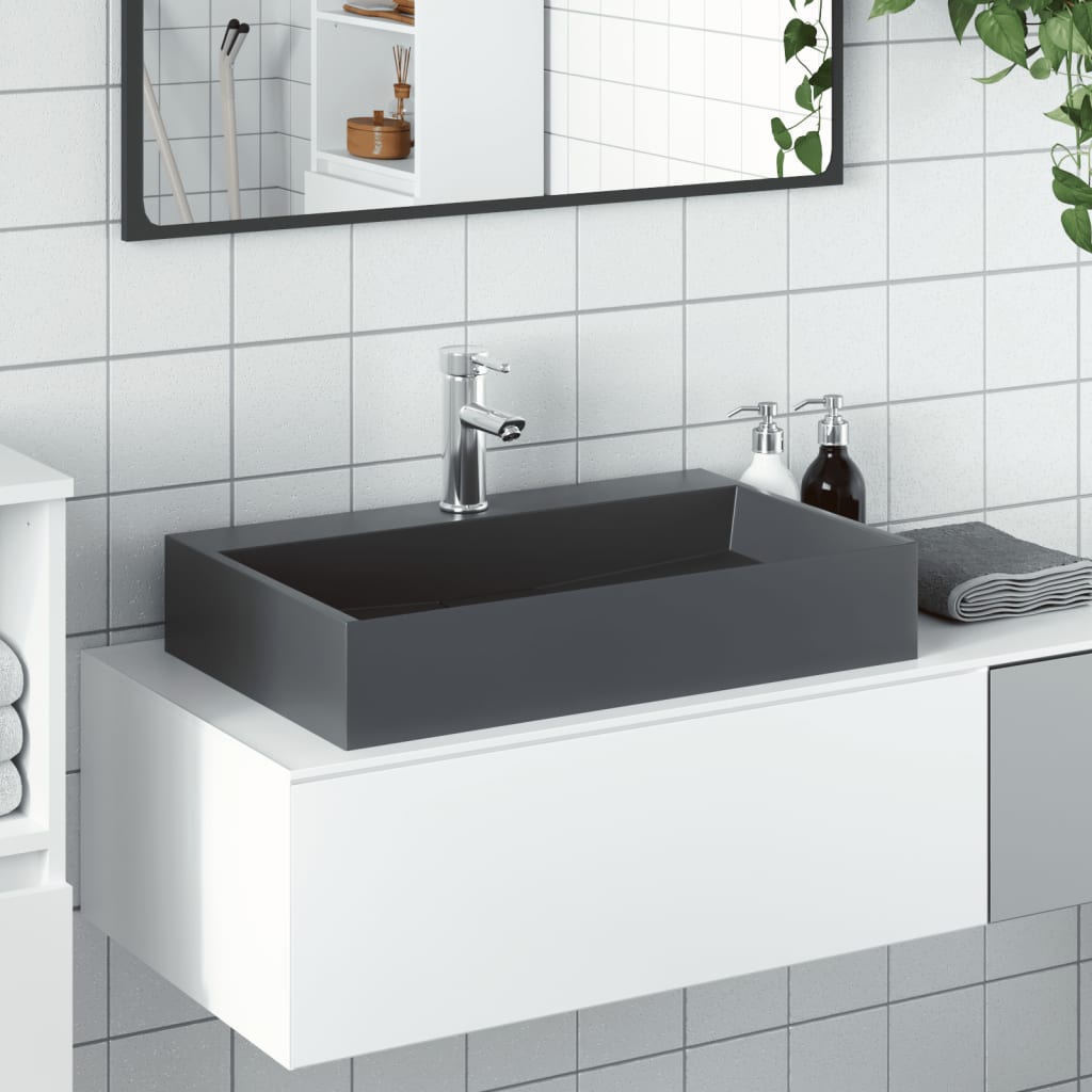 Vidaxl Washbasin 60x38x11 cm Mineral støpt marmor støpt Anthracite