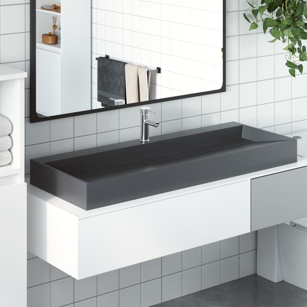 Vidaxl Washbasin 120x46x11 cm en marbre minéral en marbre anthracite