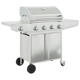 Vidaxl Gas Barbecue mat 5 Burners stainslos Stol Sëlwer faarweg