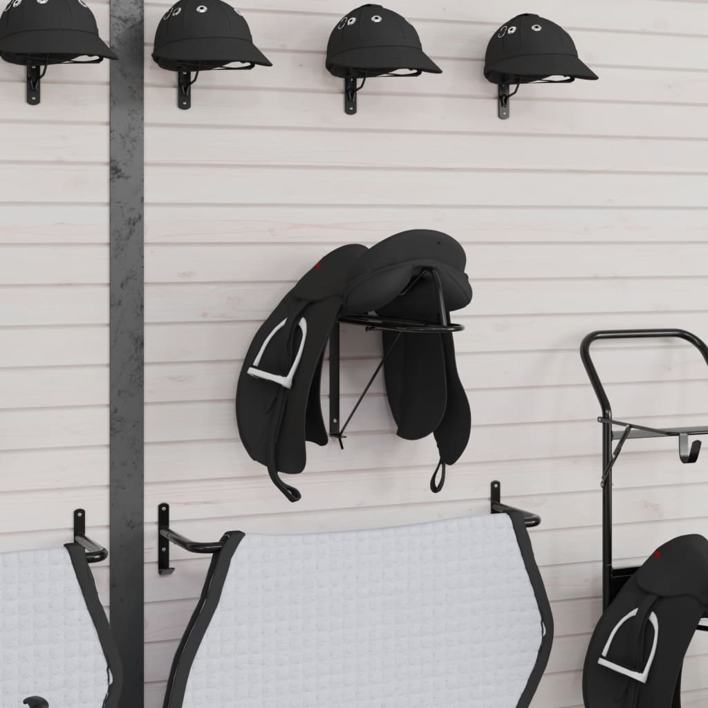 VidaXL Saddle rack Collapsible wall -mounted iron Black