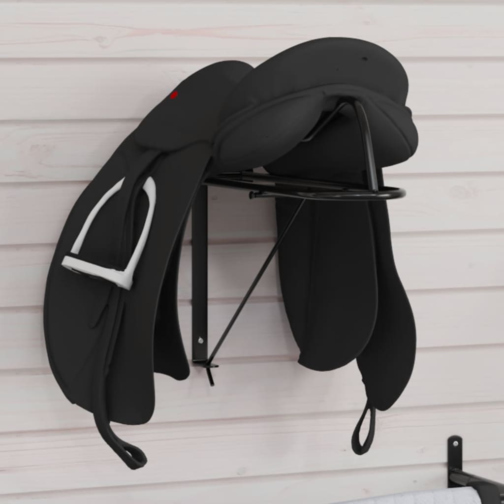 Vidaxl Saddle Rack Pleaspsible Pared de hierro montado en negro