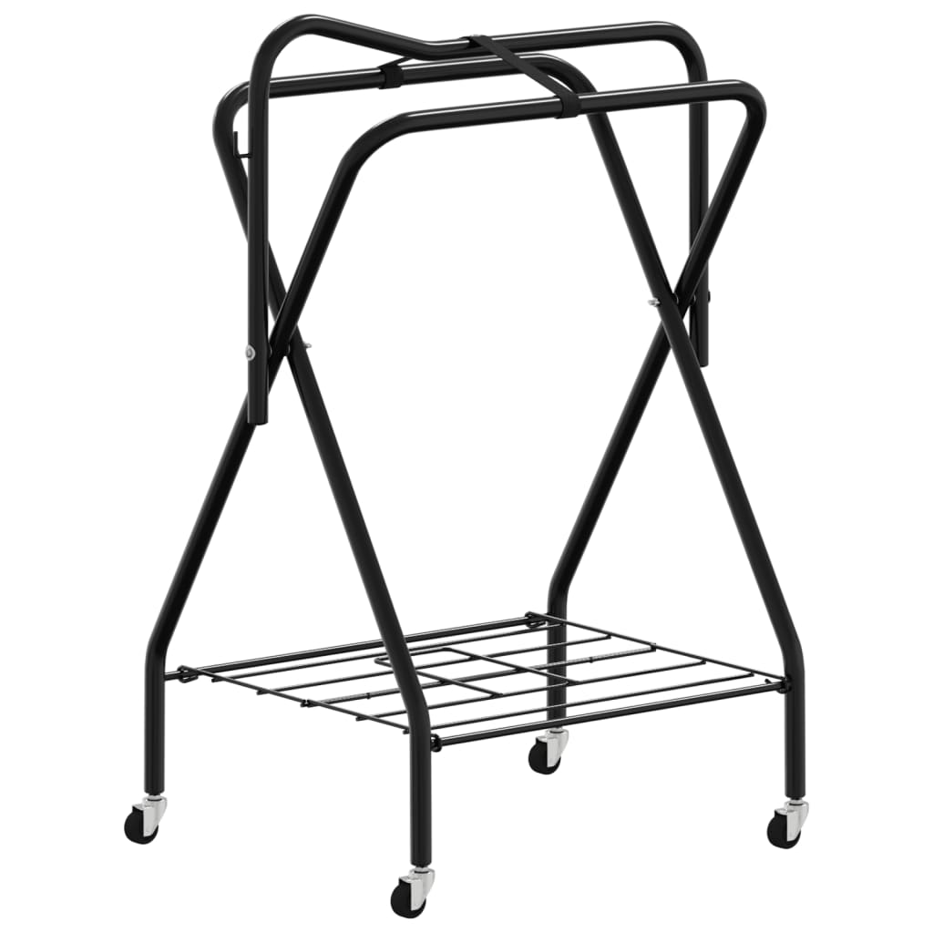 Vidaxl Saddle Rack Plegable de hierro separado Negro