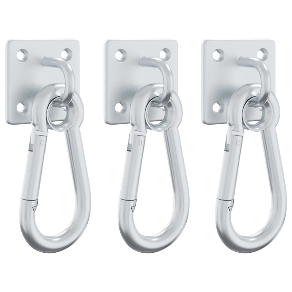 Vidaxl Aenplacke mat Karabiner Hooks 3 st 360 ° rotéierende Stol Sëlwer